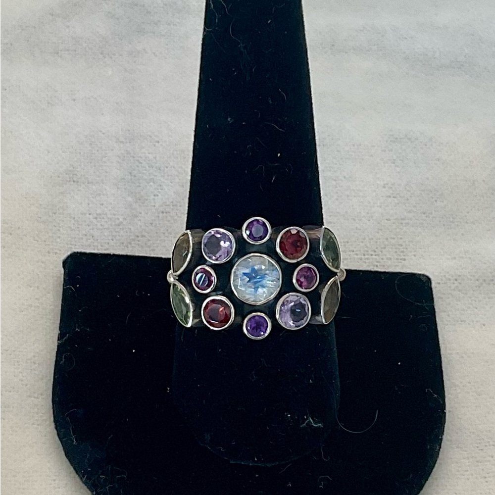 NEW Nicky Butler Sterling Silver Ring w Faceted Moonstone & Multi Gemstones